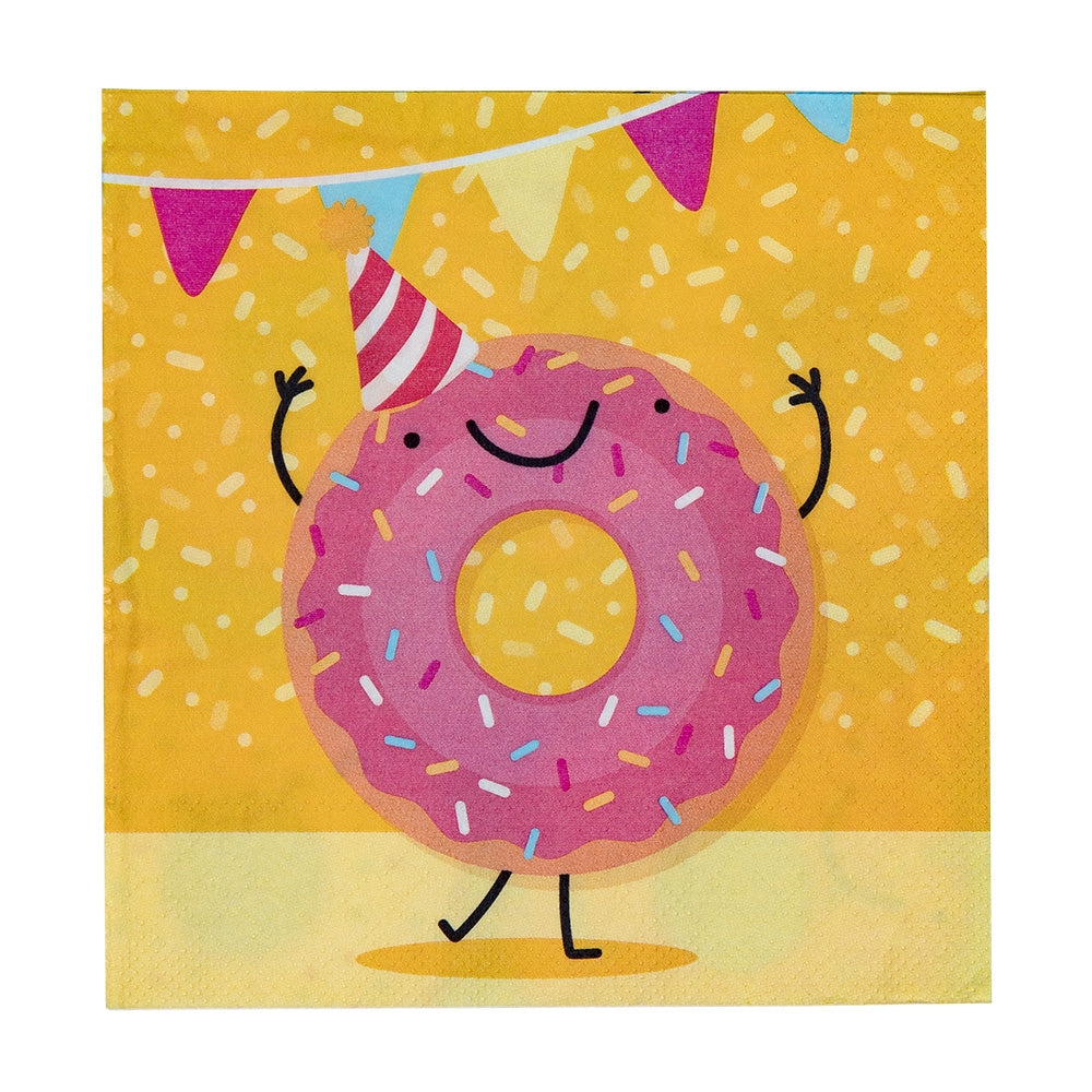 Donut Papierservietten 33x33 cm – Boland 20 Stück, Kompostierbar - Fasnacht24.ch