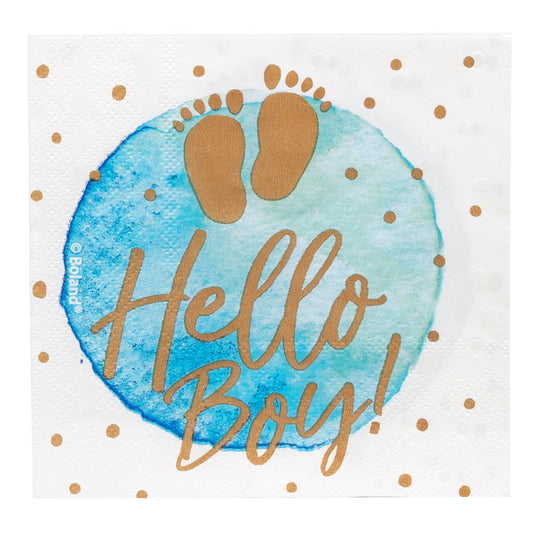 Boland Hello Boy! Papierservietten Blau 20er Pack 33x33cm - Fasnacht24.ch