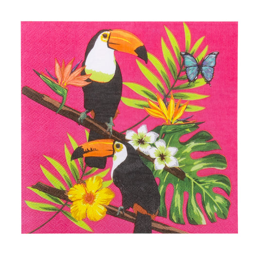 Servietten Boland Tukan – 20er Pack 33x33 cm Tropisch FSC-Papier - Fasnacht24.ch