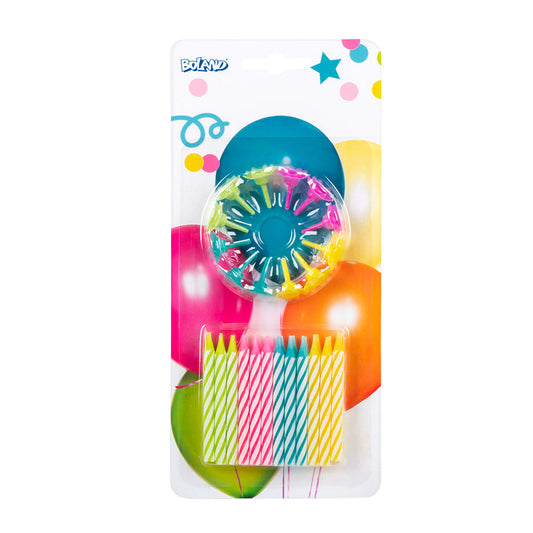 Boland Spiral Geburtstagskerzen 24 Stück Mit 12 Haltern – 4 Farben – Produktansicht