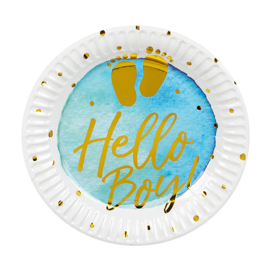 Boland Hello Boy! Papierteller – 6er Pack, 18 cm Blau - Fasnacht24.ch – Produktansicht