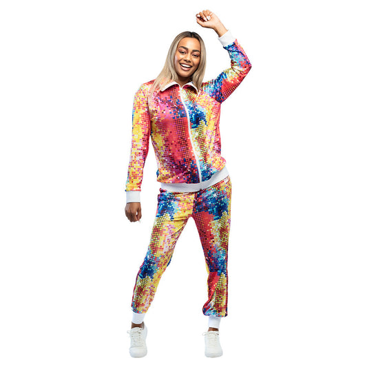Boland 80er Disco Trainingsanzug Neon Jogger mit Reflektoren - Fasnacht24.ch – Produktansicht