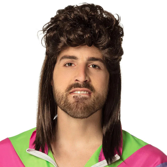 Herrenperücke Boland 80er Mullet Wig Larry – Braun Retro Vokuhila - Fasnacht24.ch