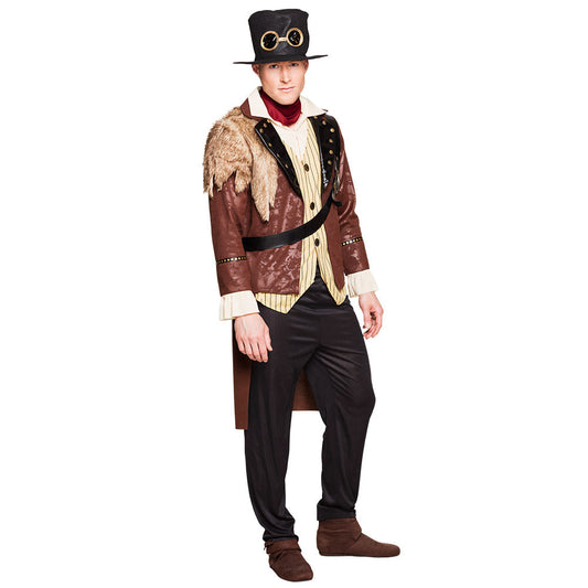 Steampunk Herren Kostüm – Boland Captain mit Brokat-Tailcoat & Gürtel – Produktansicht