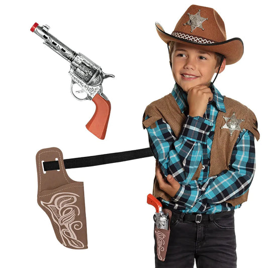 Boland Cowboy Spielzeug Revolver Set – 23cm Brauner Kunststoff Revolver - Fasnacht24.ch