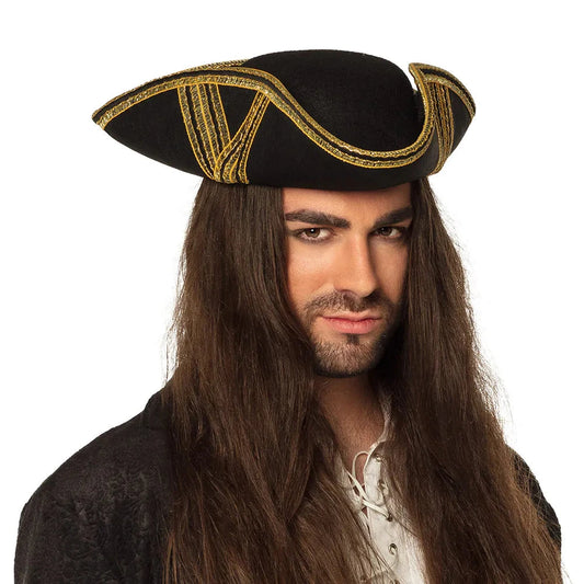 Boland Dreispitz Piratenhut – Fortune Gold Filz – Verstellbar - Fasnacht24.ch