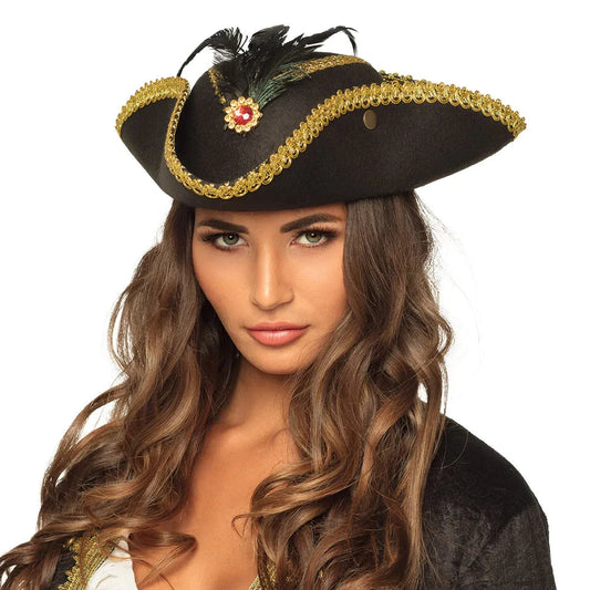 Boland Piratenhut Dreispitz Ruby Deluxe – Wollfilz, Verkabelter Rand - Fasnacht24.ch