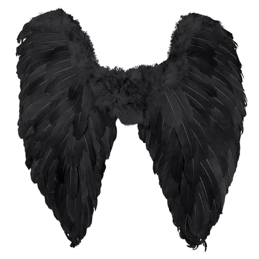 Boland Schwarze Engel Flügel – Gefaltete Feder Kostüm Accessoire 65cm - Fasnacht24.ch