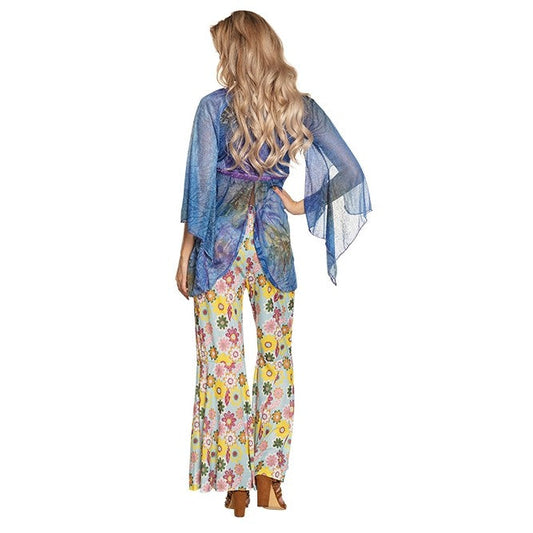 Boland Hippie Damenkostüm – Blaues 70s Outfit mit Glockenärmeln - Fasnacht24.ch