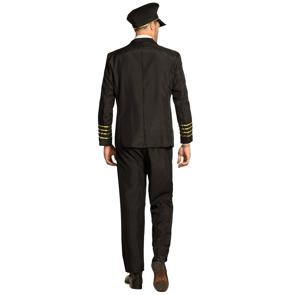 Pilotenkostüm Boland – Schwarze Flugkapitän Uniform mit Goldknöpfen - Fasnacht24.ch