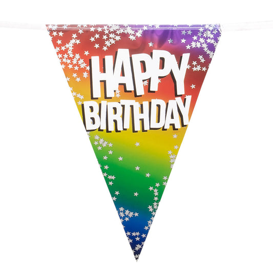 Boland Happy Birthday Folienbanner Girlande – 6m, Wetterfest – Produktansicht