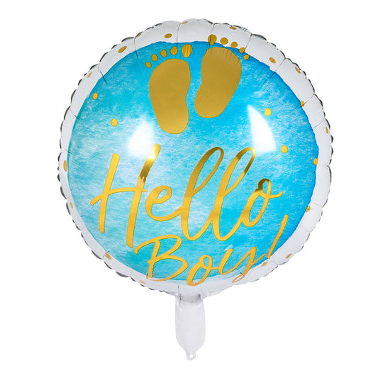 Boland Folienballon Hello Boy Blau 45cm Babyparty Dekoration – Produktansicht
