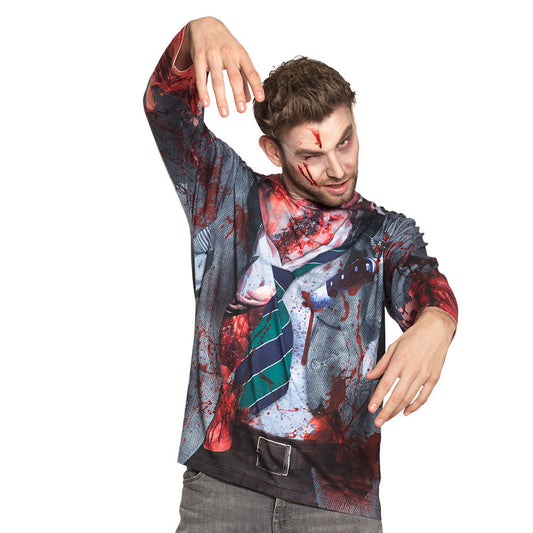 Boland Zombie Freak Herren Kostümshirt Fotorealistisches Design - Fasnacht24.ch – Produktansicht