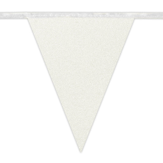 Glitter Wimpelkette – Boland Weiss 6m Party Banner Wetterfest – Produktansicht