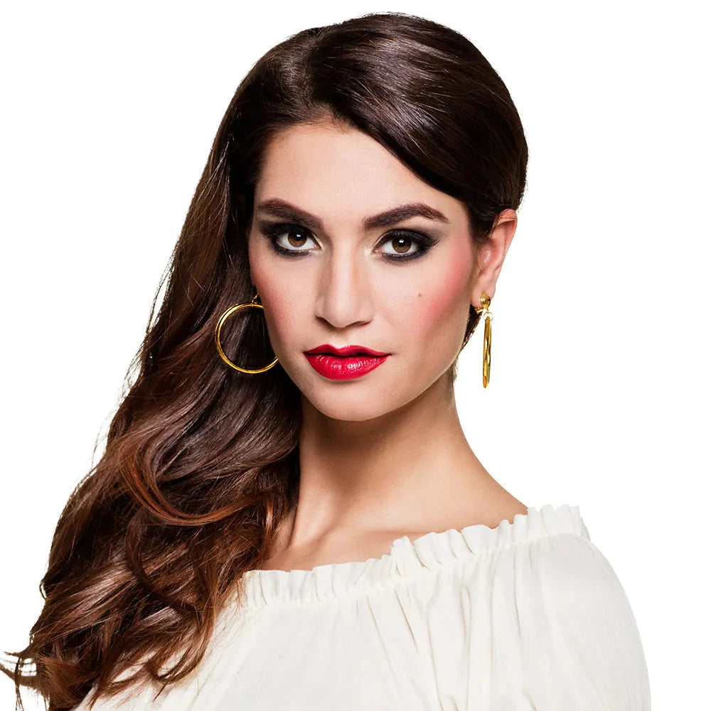 Zwei goldene Piratenohrringe aus vergoldetem Messing im antiken Design.