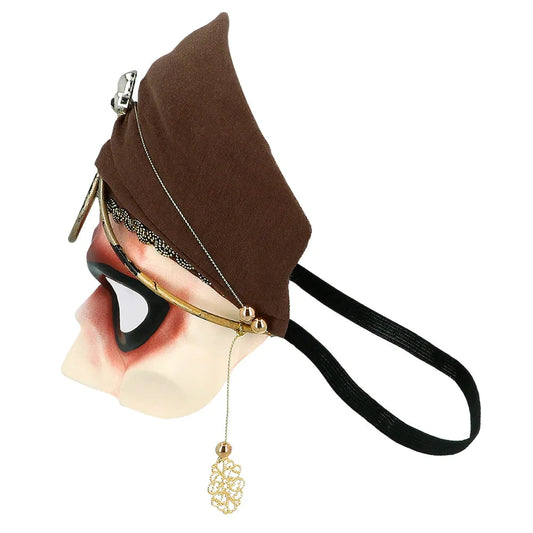 Handbemalte Halbmaske mit filigranen Mustern in Schwarz und Gold für Wahrsagerin-Kostüme.