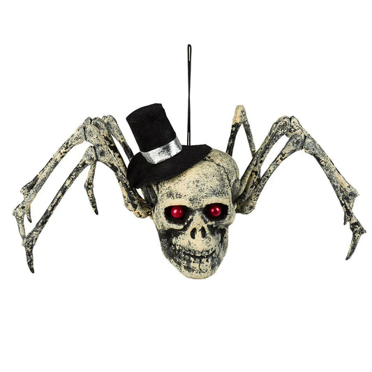 Spinnenschädel Mit Hut – Boland Halloween Deko Aus Polyresin, Kompakt - Fasnacht24.ch