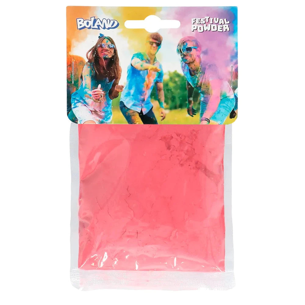 Neon pinkes Holi Pulver von Boland in feinem, staubfreiem 120g Beutel für Festivals.