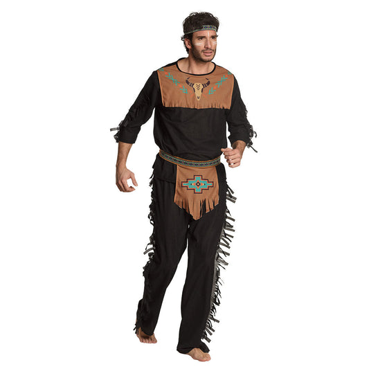 Boland Indianer Männerkostüm Wolf Braunes Herrenkostüm mit Stirnband und Fransen - Fasnacht24.ch – Produktansicht