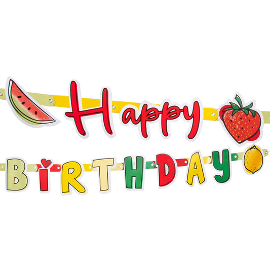Boland Karton Buchstabengirlande Fruit Happy Birthday 300 cm Wiederverwendbar – Produktansicht