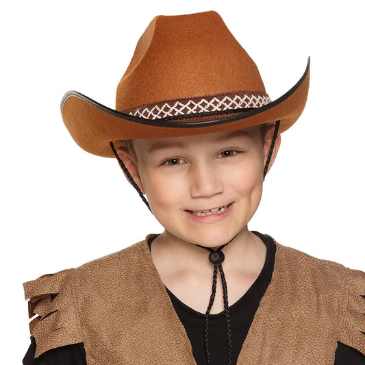 Kinder Cowboyhut Braun – Boland Robuster Filz Mit Verstellbarem Riemen - Fasnacht24.ch