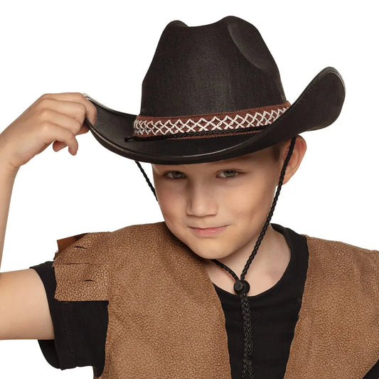 Kinder Cowboyhut Schwarz – Boland Robuster Westernhut mit UV-Schutz - Fasnacht24.ch
