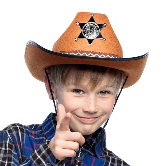 Cowboyhut Kinderhut Sheriff Junior Braun – Boland Leichter Filzhut - Fasnacht24.ch – Produktansicht