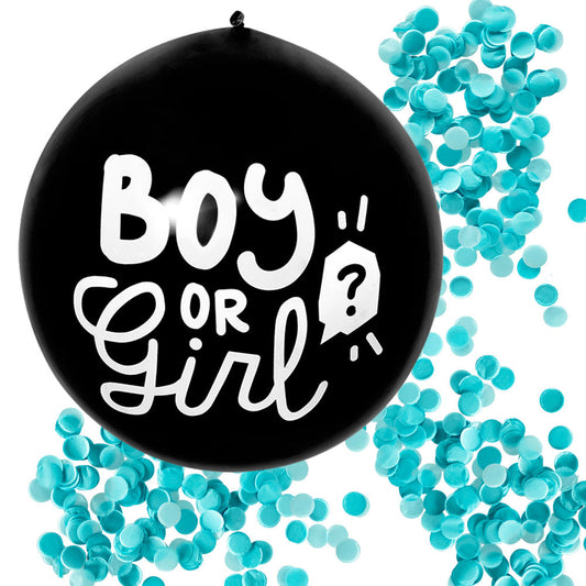 Boland Gender Reveal Konfetti Ballon mit blauer Füllung 60 cm Latex – Produktansicht