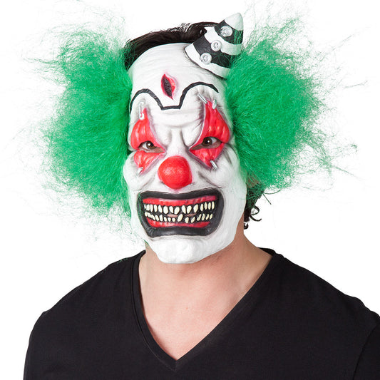 Boland Latex Horrorclown Vollkopfmaske mit Haar – gruselige Clown Maske für Erwachsene