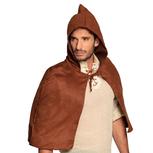 Boland Mittelalterlicher Kapuzenumhang Braun 85 cm Länge - Fasnacht24.ch