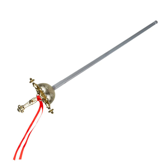 Boland Musketier Degen, 58 cm, mit geschwungenem Handschutz und strukturiertem Griff.