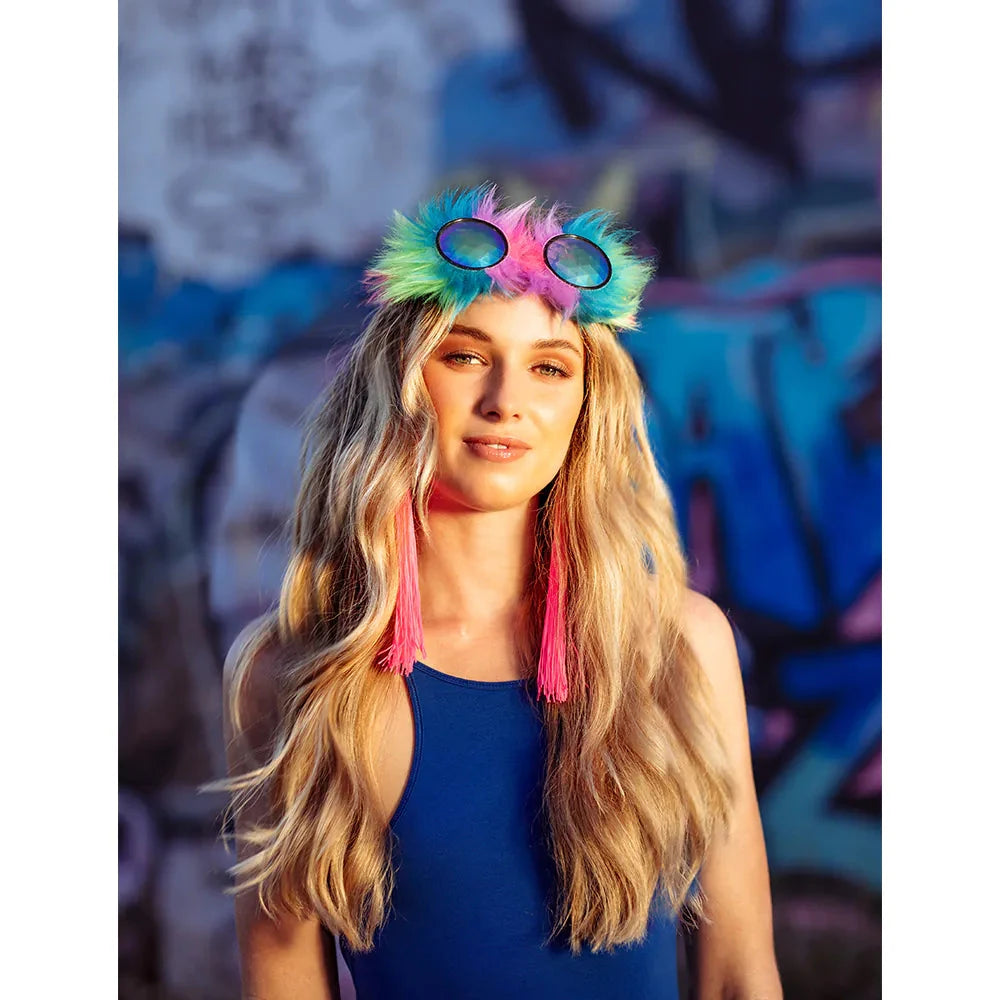 Neon pinke Clip-On Ohrringe mit 20 cm Länge, leuchtend und leicht für Festivals.