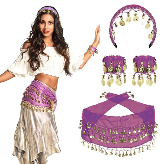 Boland Bauchtänzerin Kostüm Set – Violettes Orientalisches Outfit mit Zubehör - Fasnacht24.ch