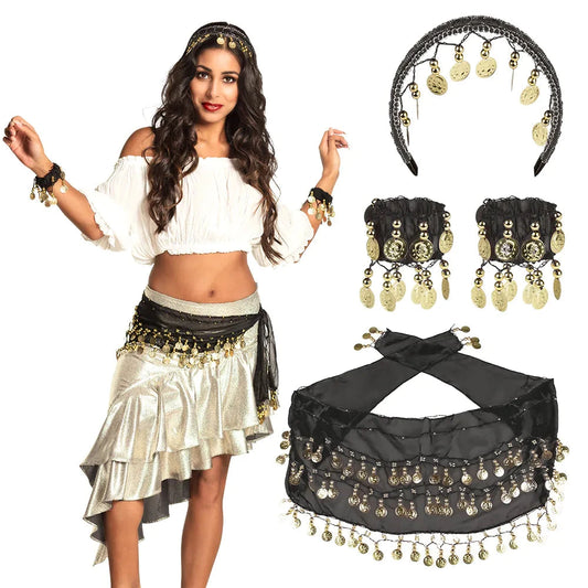 Boland Oriental Tänzerin Kostüm Set – Schwarzer Gürtel & Armbänder - Fasnacht24.ch