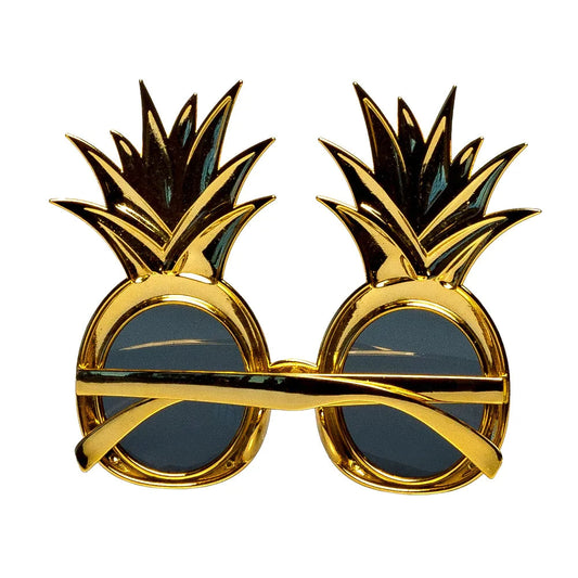 Goldene Sonnenbrille mit Ananas-Design, UV400-Schutz und handpoliertem Metallrahmen