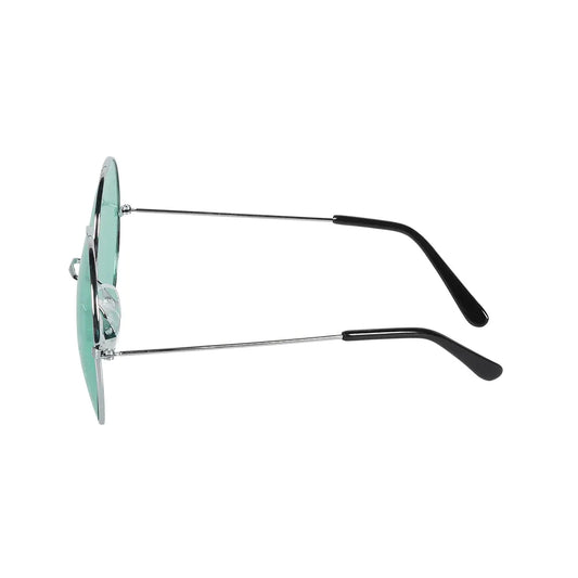 GroĂe runde Hippie-Sonnenbrille mit grĂŒnen GlĂ€sern und leichtem Kunststoffrahmen