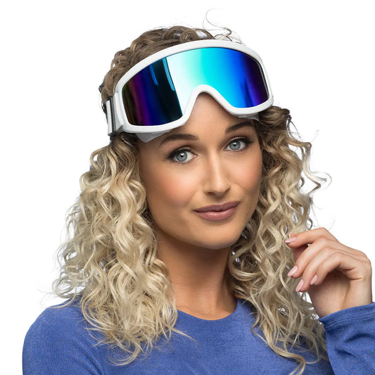 Boland Retro Ski Brille – Weiß, 90er Jahre Style für Erwachsene - Fasnacht24.ch