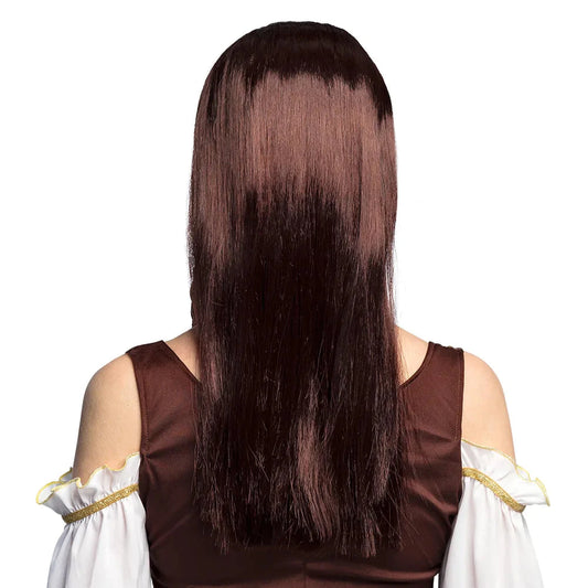 Braune Piratenperücke mit Bandana aus Kunsthaar für Damen, ideal für Kostümpartys.