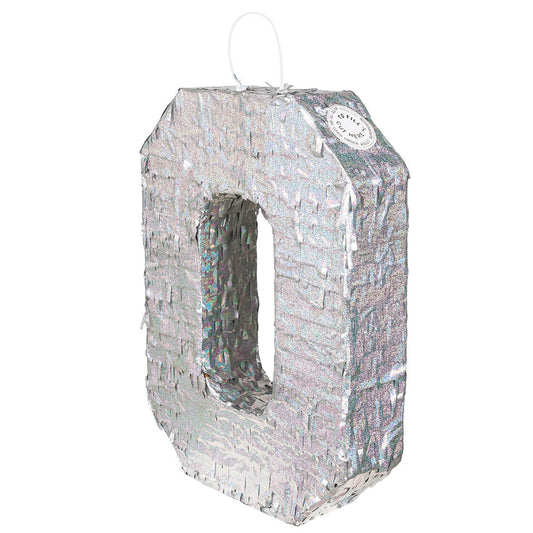 Boland Holographische Silberne Zahl 0 Piñata 40 x 28 x 8 cm - Fasnacht24.ch – Produktansicht