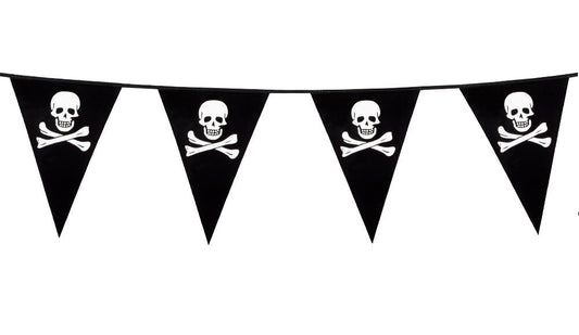Piraten Wimpelkette Boland 6m Polyester Piratenflagge Girlande – Produktansicht
