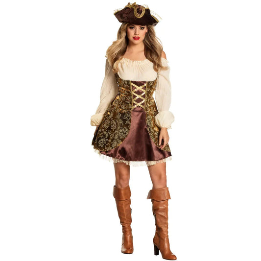 Boland Piratin Treasure Damen Piratenkostüm – Spitze & Faux Leder - Fasnacht24.ch