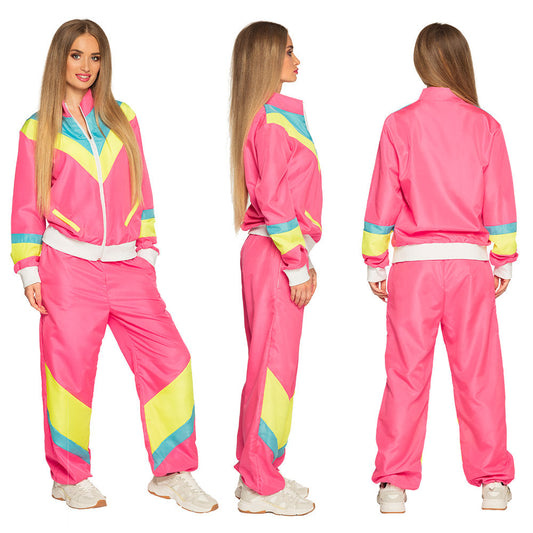Boland Retro 80s Neon Pink Damen Jogginganzug Polyester Kostüm – Produktansicht