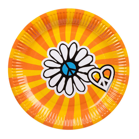 Hippie Pappteller Set – Boland 6er 23 cm Bunte Einweg-Teller - Fasnacht24.ch