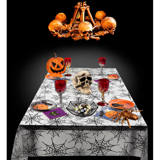 Halloween Spinnennetz Tischdecke Weiß 135x275 cm – Boland Polyester - Fasnacht24.ch