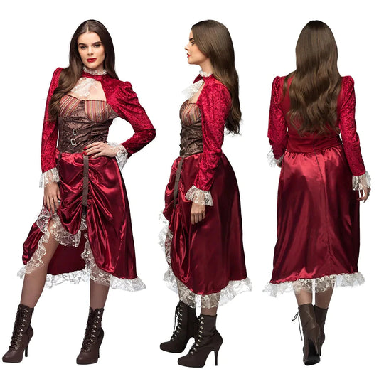 Boland Steampunk Damenkostüm Almira – Victorian Brokat & Kunstleder - Fasnacht24.ch