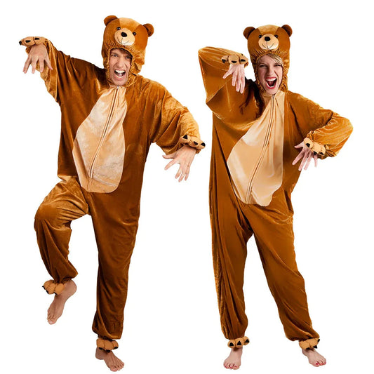 Boland Plüsch Bär Kostüm Overall – Erwachsen Tier Jumpsuit Mit Kapuze - Fasnacht24.ch