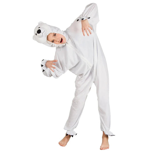 Boland Kinder Plüsch Overall – Polar Bear Kostüm Warm Weiß - Fasnacht24.ch
