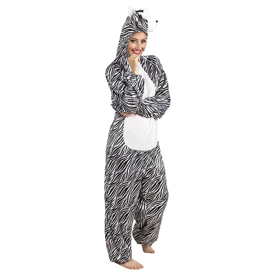 Plüschoverall Zebra Kostüm – Boland Hooded Jumpsuit Für Erwachsene - Fasnacht24.ch