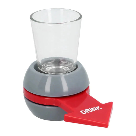 Tragbares Trinkspiel mit drehbarem Pfeil und schwarzer Basis für Partyspaß unter Freunden.