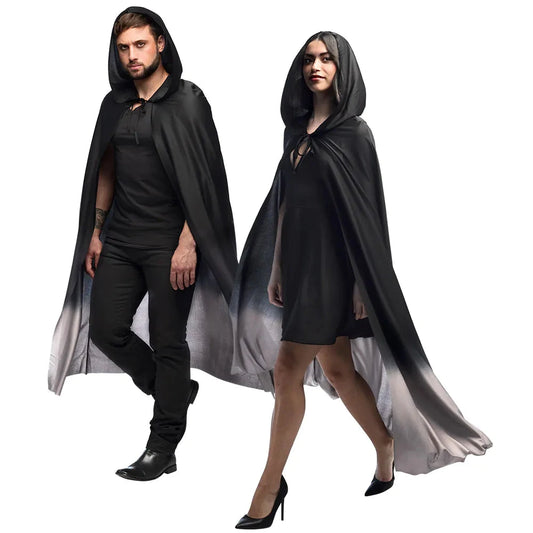 Boland Kapuzen-Umhang – Schwarz/Grau Verlauf – 170 cm Polyester - Fasnacht24.ch